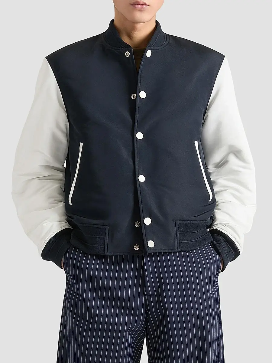 Givenchy Men's Blouson Jacket in Polyfaille with Embroidery - Navy White | Thumbnail 3 Givenchy Men's Blouson Jacket in Polyfaille with Embroidery - Navy White | Thumbnail 3