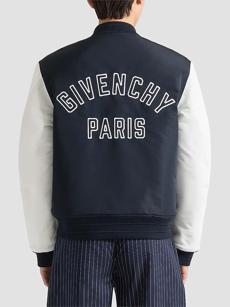Givenchy Men's Blouson Jacket in Polyfaille with Embroidery - Navy White | Thumbnail 4 Givenchy Men's Blouson Jacket in Polyfaille with Embroidery - Navy White | Thumbnail 4
