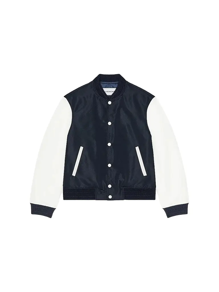 Givenchy Men's Blouson Jacket in Polyfaille with Embroidery - Navy White | Image 1 Givenchy Men's Blouson Jacket in Polyfaille with Embroidery - Navy White | Image 1
