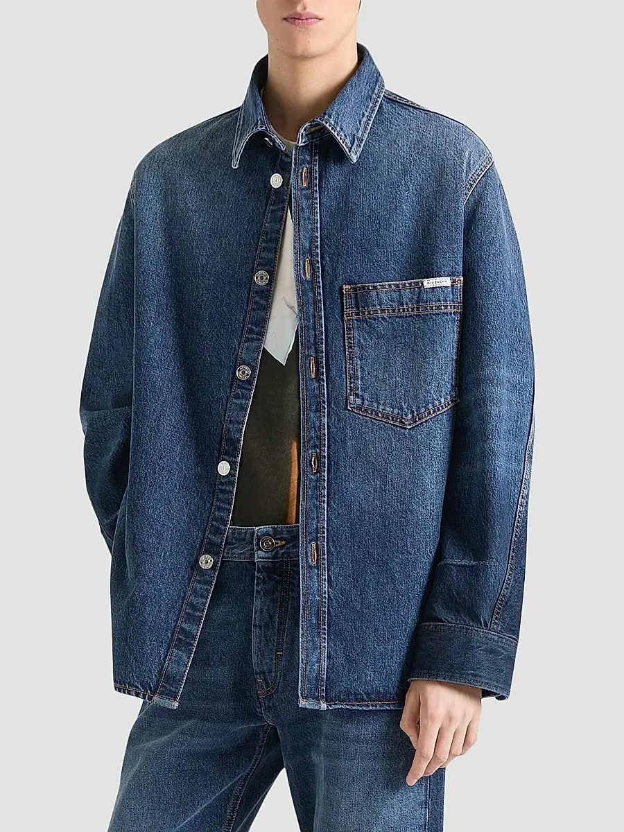 Givenchy Men's Couture Seam Shirt in Denim - Grey Blue | Thumbnail 3 Givenchy Men's Couture Seam Shirt in Denim - Grey Blue | Thumbnail 3