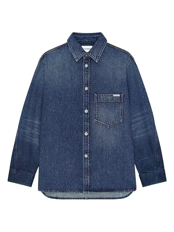 Men's Couture Seam Shirt in Denim - Grey Blue
