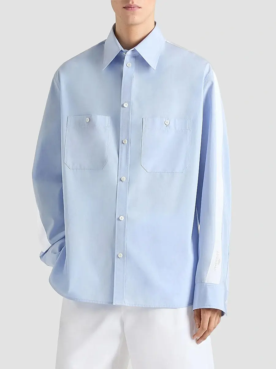 Givenchy Men's Couture Seam Overshirt in Poplin with Gros Grain Detail | Thumbnail 3 Givenchy Men's Couture Seam Overshirt in Poplin with Gros Grain Detail | Thumbnail 3