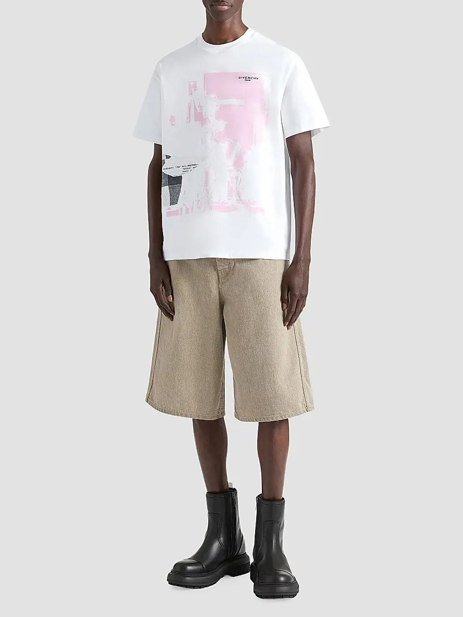 Givenchy Men's T-Shirt in Cotton with Ripped Paper Print | Thumbnail 2 Givenchy Men's T-Shirt in Cotton with Ripped Paper Print | Thumbnail 2