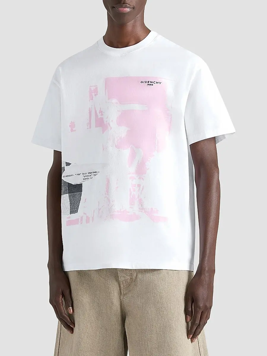 Givenchy Men's T-Shirt in Cotton with Ripped Paper Print | Thumbnail 4 Givenchy Men's T-Shirt in Cotton with Ripped Paper Print | Thumbnail 4