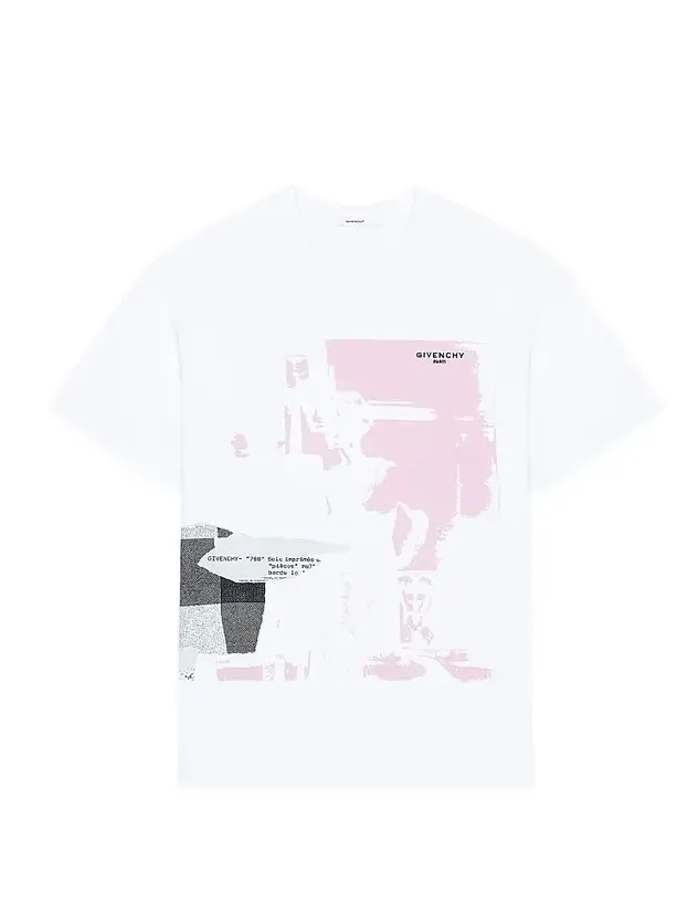 Givenchy Men's T-Shirt in Cotton with Ripped Paper Print