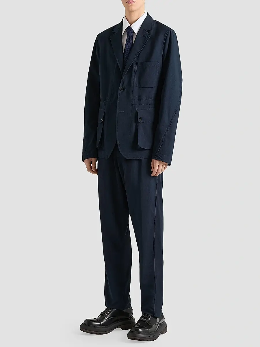Givenchy Men's Deconstructed Jacket with Paris Embroidery - Night Blue | Thumbnail 2 Givenchy Men's Deconstructed Jacket with Paris Embroidery - Night Blue | Thumbnail 2