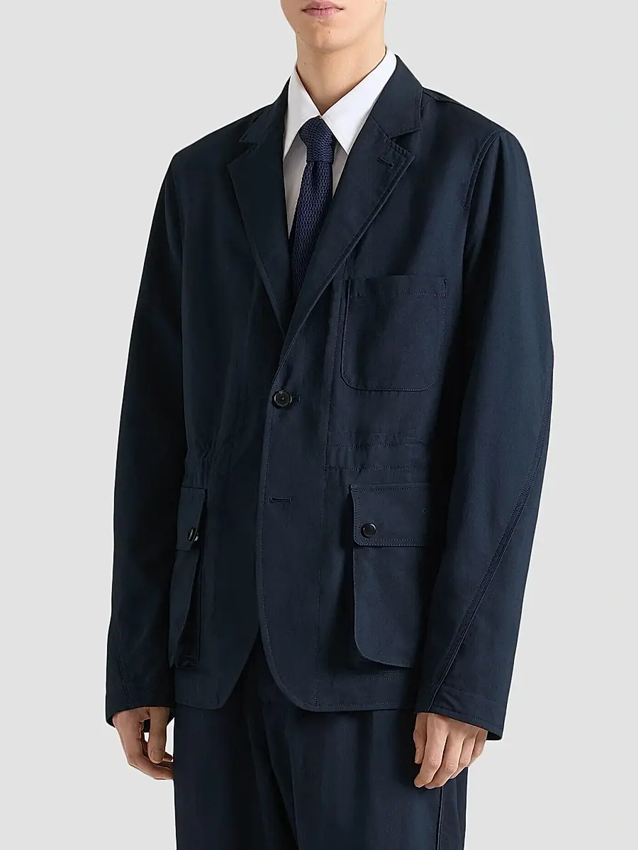 Givenchy Men's Deconstructed Jacket with Paris Embroidery - Night Blue | Thumbnail 3 Givenchy Men's Deconstructed Jacket with Paris Embroidery - Night Blue | Thumbnail 3