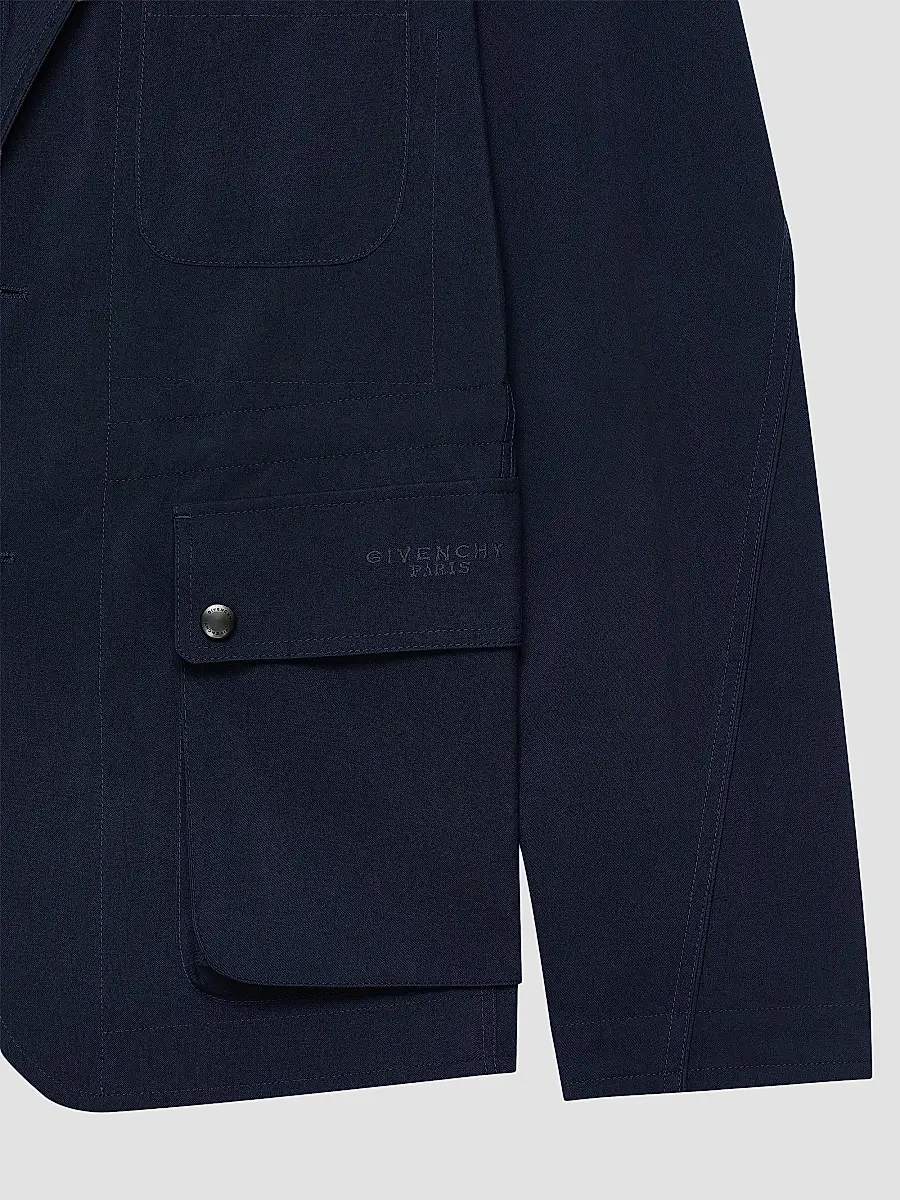 Givenchy Men's Deconstructed Jacket with Paris Embroidery - Night Blue | Thumbnail 5 Givenchy Men's Deconstructed Jacket with Paris Embroidery - Night Blue | Thumbnail 5