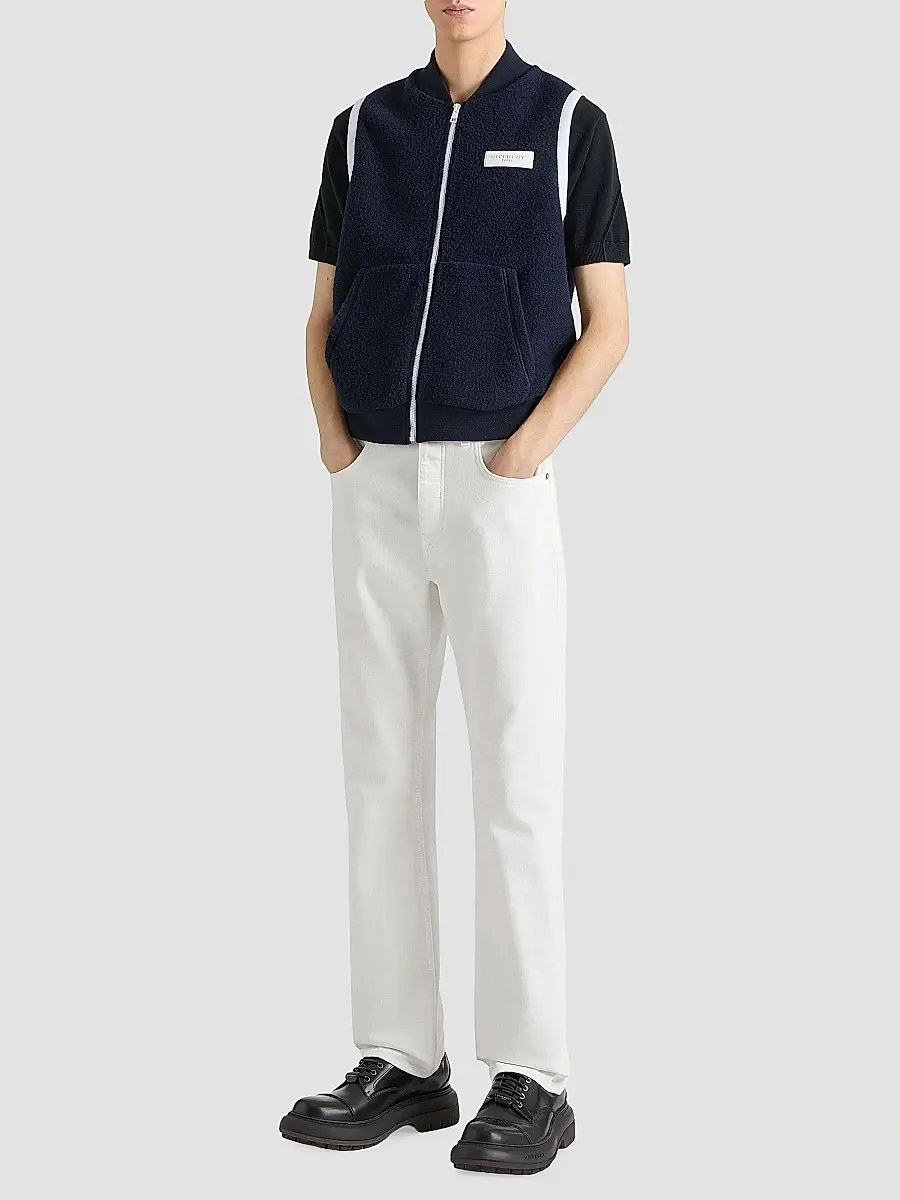 Givenchy Men's Sleeveless Fleece Vest Jacket with Gros Grain Detail | Thumbnail 2 Givenchy Men's Sleeveless Fleece Vest Jacket with Gros Grain Detail | Thumbnail 2