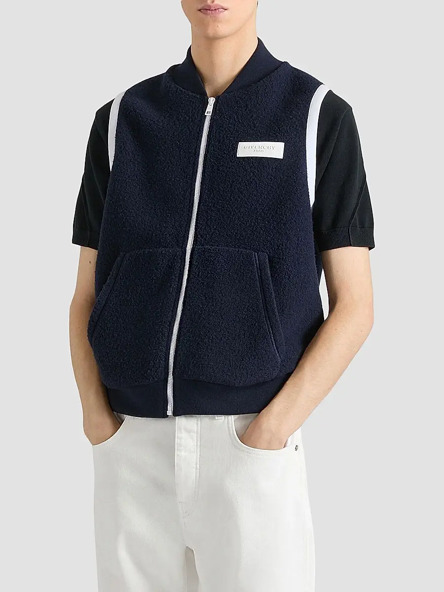Givenchy Men's Sleeveless Fleece Vest Jacket with Gros Grain Detail | Thumbnail 3 Givenchy Men's Sleeveless Fleece Vest Jacket with Gros Grain Detail | Thumbnail 3