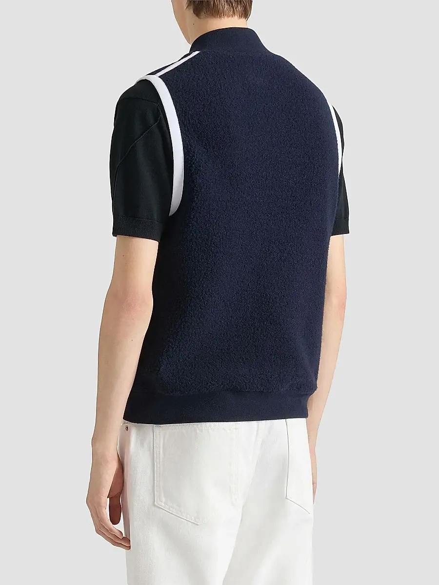 Givenchy Men's Sleeveless Fleece Vest Jacket with Gros Grain Detail | Thumbnail 4 Givenchy Men's Sleeveless Fleece Vest Jacket with Gros Grain Detail | Thumbnail 4