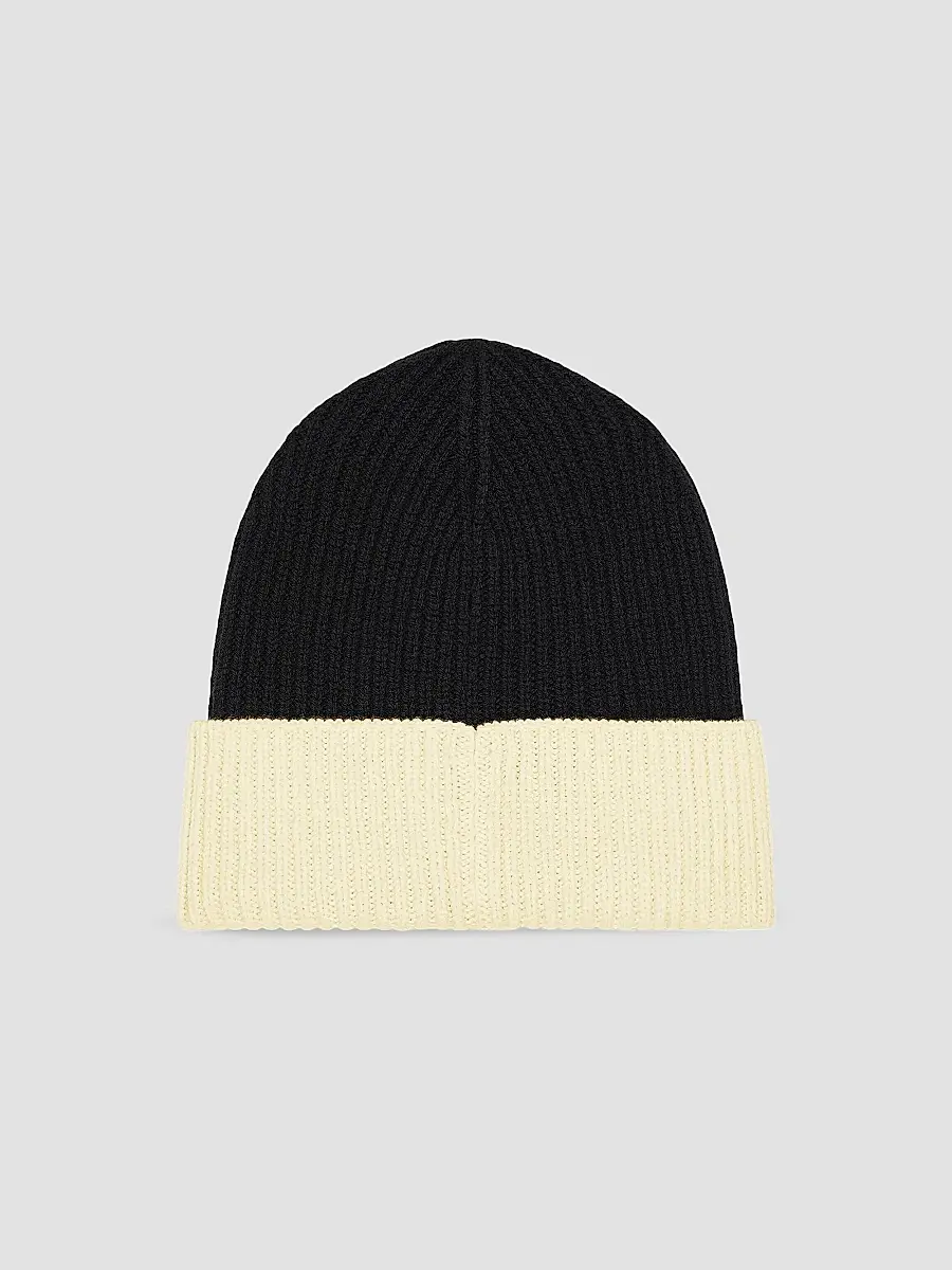 Givenchy Men's Bicolor Beanie in Wool and Cashmere - Black Ivory | Thumbnail 2 Givenchy Men's Bicolor Beanie in Wool and Cashmere - Black Ivory | Thumbnail 2