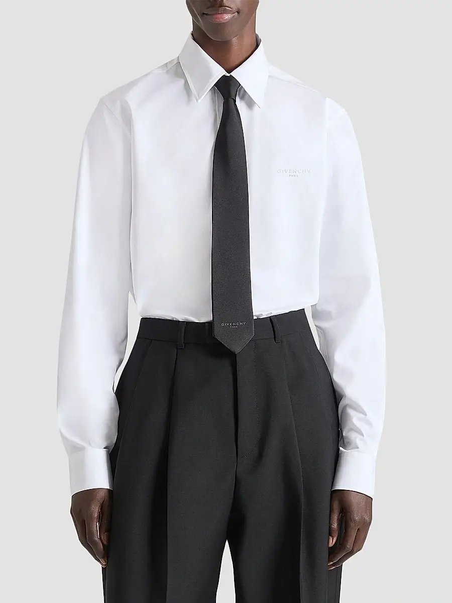 Givenchy Men's Shirt in Poplin with Logo Embroidery - White | Thumbnail 3 Givenchy Men's Shirt in Poplin with Logo Embroidery - White | Thumbnail 3