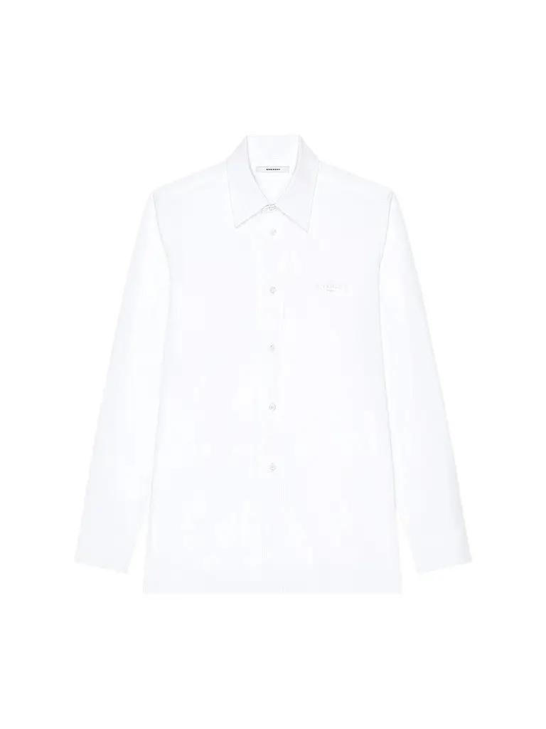 Givenchy Men's Shirt in Poplin with Logo Embroidery - White | Image 1 Givenchy Men's Shirt in Poplin with Logo Embroidery - White | Image 1