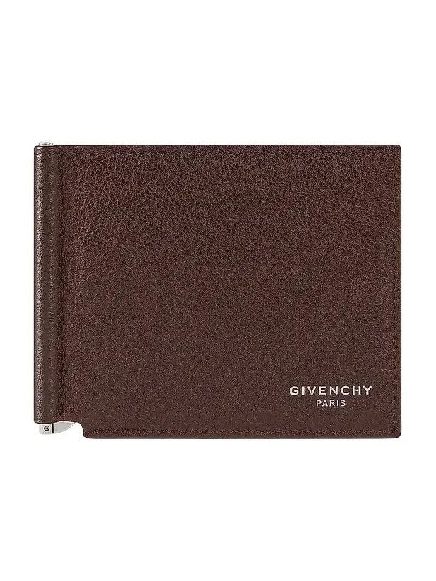 Givenchy Men's Wallet in Grained Leather with Clip - Chocolate