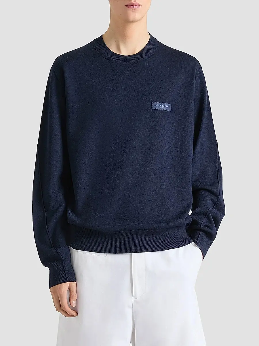 Givenchy Men's Sweater in Wool with Gros Grain Details | Thumbnail 3 Givenchy Men's Sweater in Wool with Gros Grain Details | Thumbnail 3