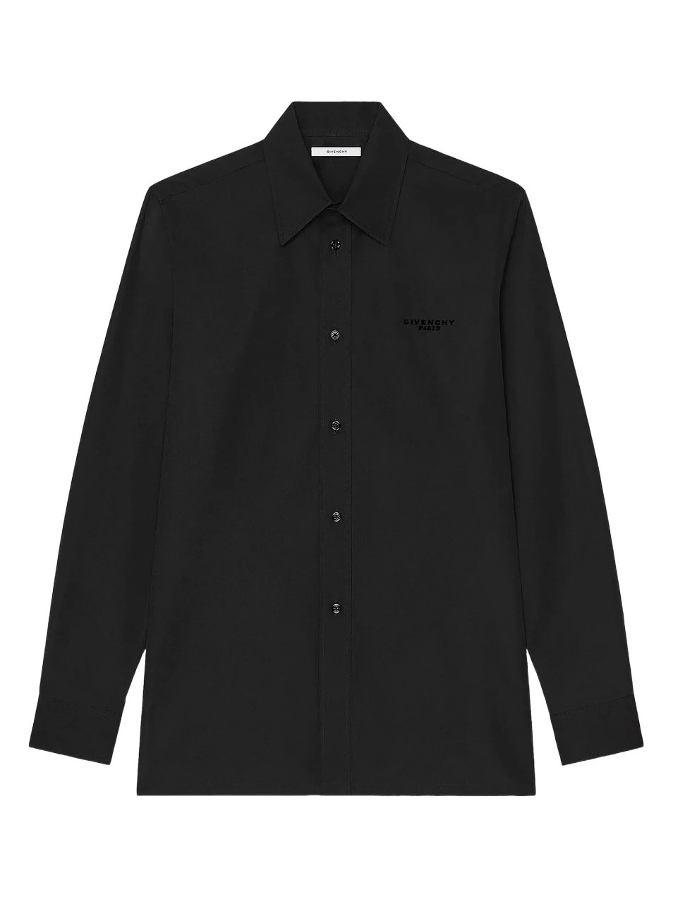 Men's Shirt in Poplin with Logo Embroidery - Black