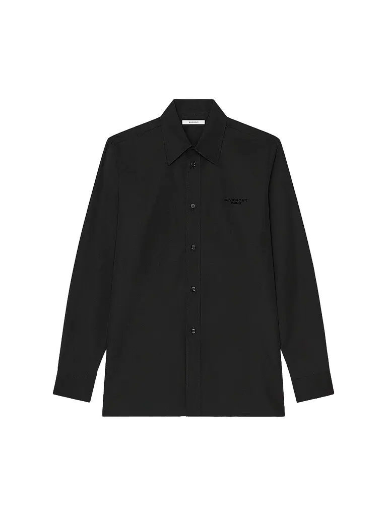 Givenchy Men's Shirt in Poplin with Logo Embroidery - Black | Image 1 Givenchy Men's Shirt in Poplin with Logo Embroidery - Black | Image 1