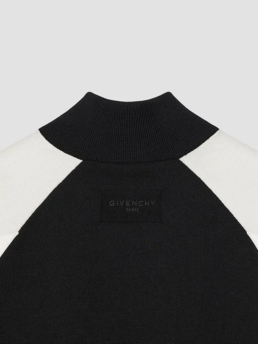 Givenchy Men's Bi-Material Blouson Jacket with Paris Embroidery - Black White | Thumbnail 5 Givenchy Men's Bi-Material Blouson Jacket with Paris Embroidery - Black White | Thumbnail 5