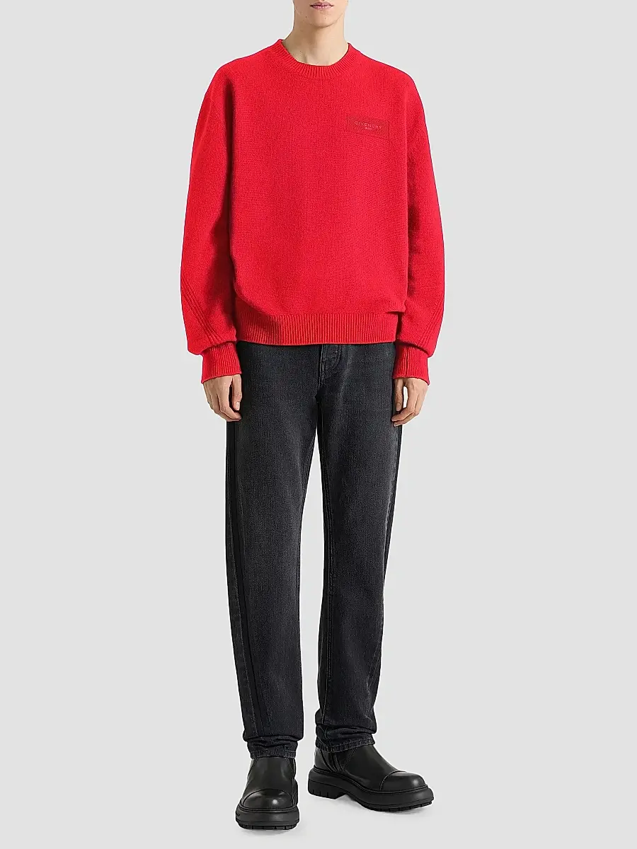 Givenchy Men's Couture Seam Sweater in Wool and Cashmere - Vermillon | Thumbnail 2 Givenchy Men's Couture Seam Sweater in Wool and Cashmere - Vermillon | Thumbnail 2