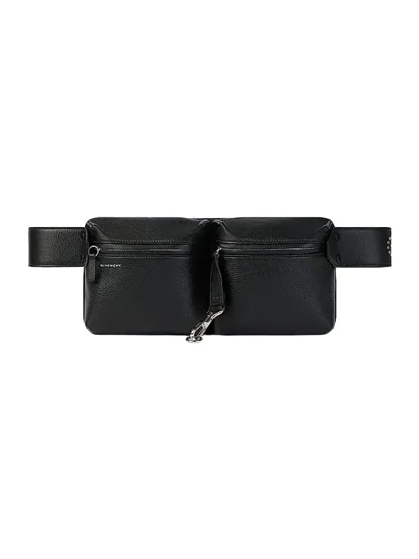 Men's Cargo Belt Bag in Leather with Studs - Black Men's Cargo Belt Bag in Leather with Studs - Black