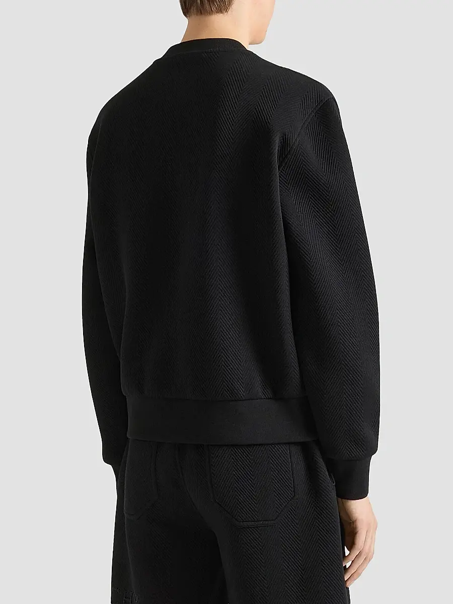 Givenchy Men's Herringbone Knit Sweatshirt with Jacquard - Black | Thumbnail 4 Givenchy Men's Herringbone Knit Sweatshirt with Jacquard - Black | Thumbnail 4