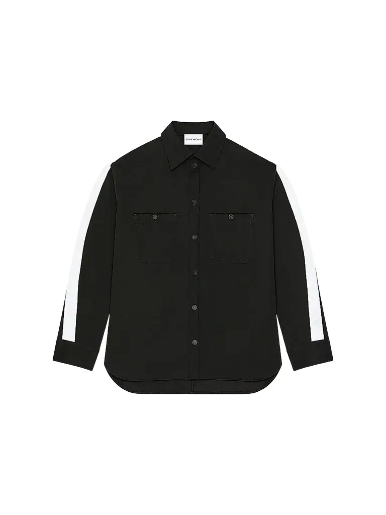 Givenchy Men's Couture Seam Overshirt in Cotton with Gros Grain Detail - Black | Image 1 Givenchy Men's Couture Seam Overshirt in Cotton with Gros Grain Detail - Black | Image 1