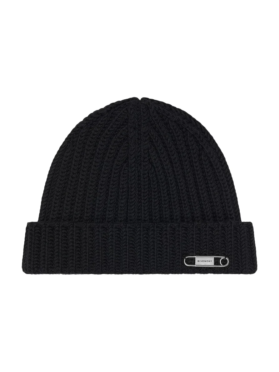 Givenchy Men's Beanie in Wool with Pin - Black