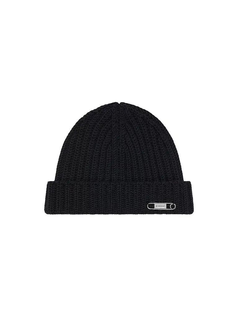 Givenchy Men's Beanie in Wool with Pin - Black | Image 1 Givenchy Men's Beanie in Wool with Pin - Black | Image 1