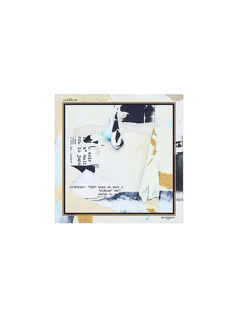Givenchy Men's Small Square Scarf in Silk with Ripped Papers Print | Image 1 Givenchy Men's Small Square Scarf in Silk with Ripped Papers Print | Image 1