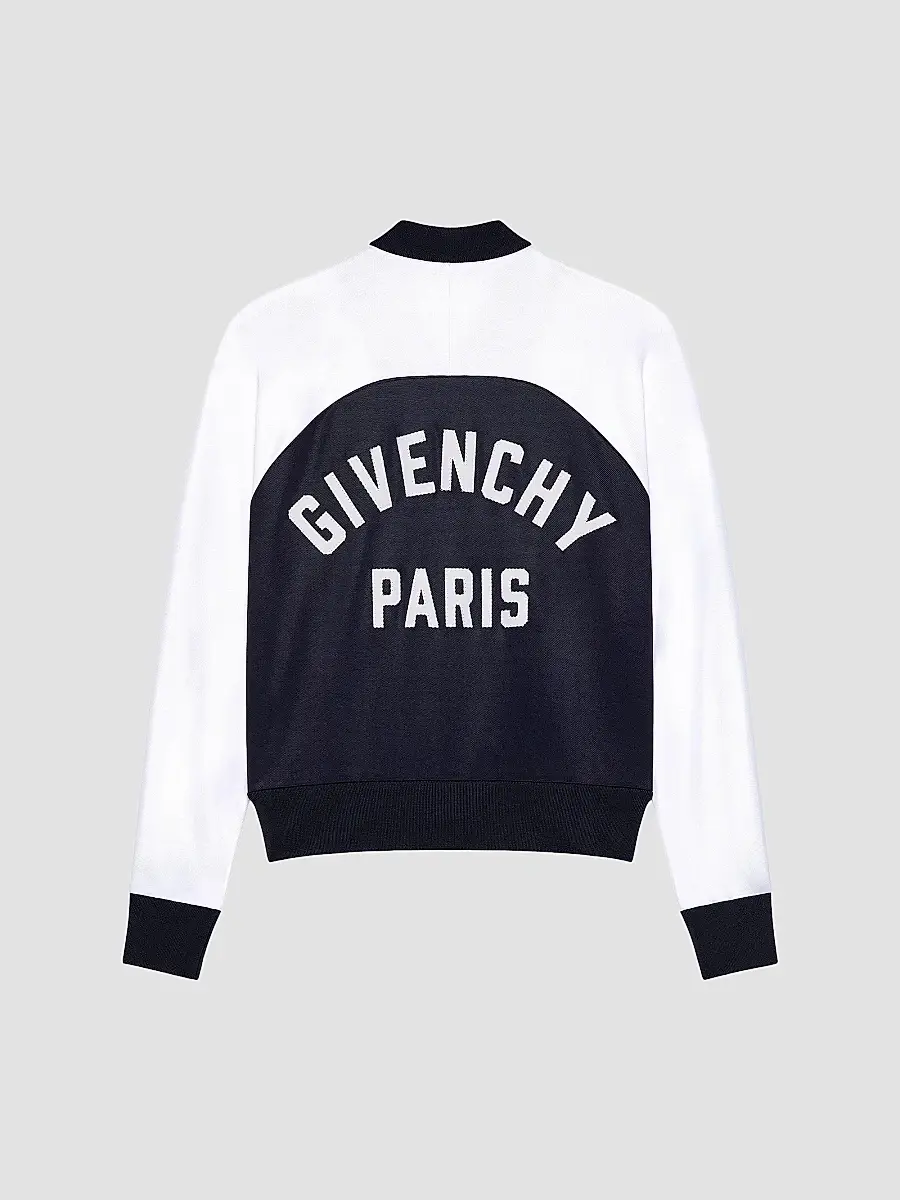 Givenchy Men's Blouson Jacket with Logo Embroidery - Navy White | Thumbnail 2 Givenchy Men's Blouson Jacket with Logo Embroidery - Navy White | Thumbnail 2