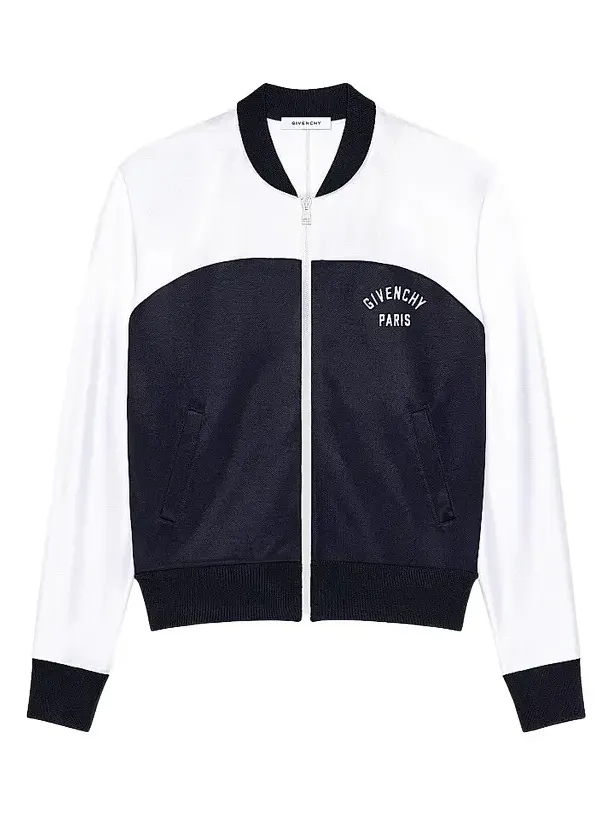 Men's Blouson Jacket with Logo Embroidery - Navy White Men's Blouson Jacket with Logo Embroidery - Navy White