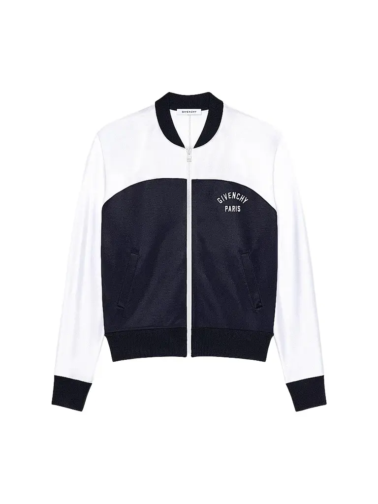Givenchy Men's Blouson Jacket with Logo Embroidery - Navy White | Image 1 Givenchy Men's Blouson Jacket with Logo Embroidery - Navy White | Image 1