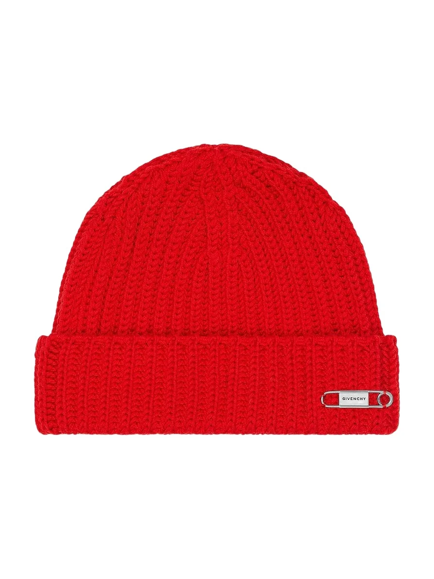 Givenchy Men's Beanie in Wool with Pin - Vermillon
