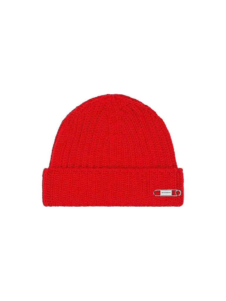 Men's Beanie in Wool with Pin - Vermillon Men's Beanie in Wool with Pin - Vermillon