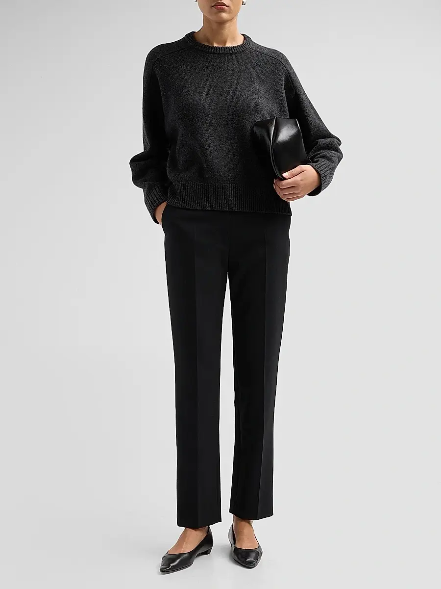 Loulou de Saison Women's Breha Wool-Cashmere Piped Sweater | Thumbnail 2 Loulou de Saison Women's Breha Wool-Cashmere Piped Sweater | Thumbnail 2