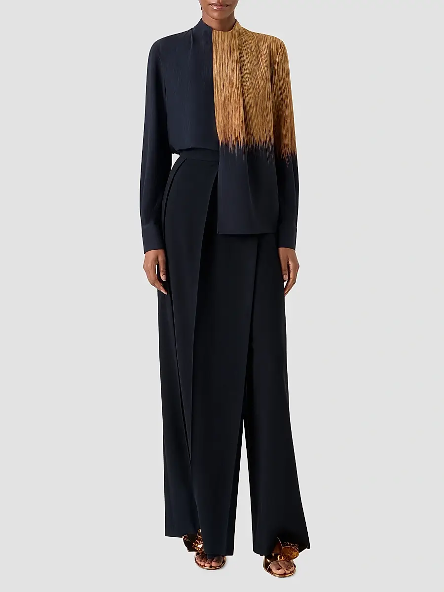 Akris Women's Abstract Print Silk Draped Blouse | Thumbnail 2