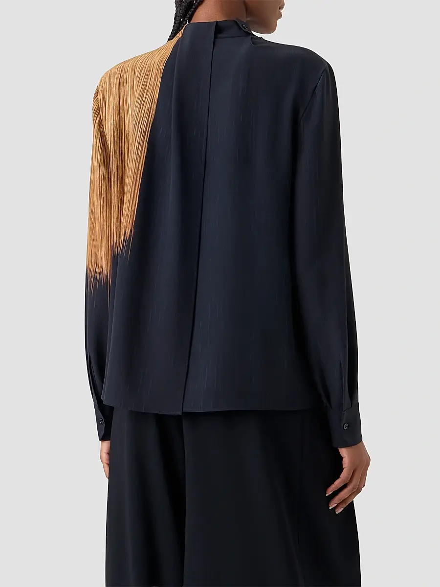 Akris Women's Abstract Print Silk Draped Blouse | Thumbnail 3