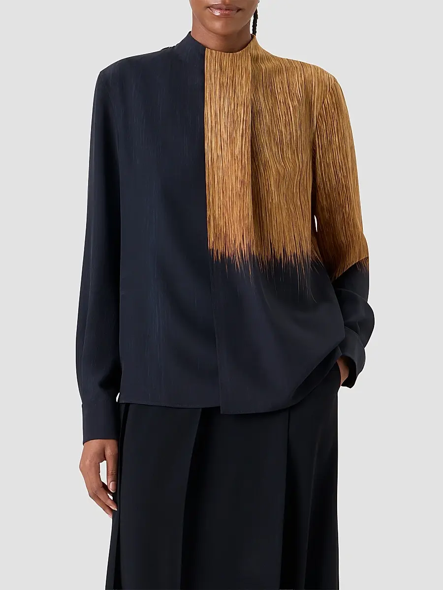 Akris Women's Abstract Print Silk Draped Blouse | Thumbnail 4