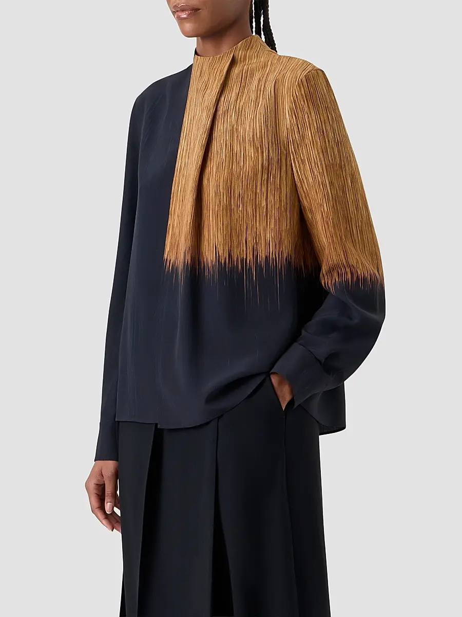 Akris Women's Abstract Print Silk Draped Blouse | Thumbnail 7