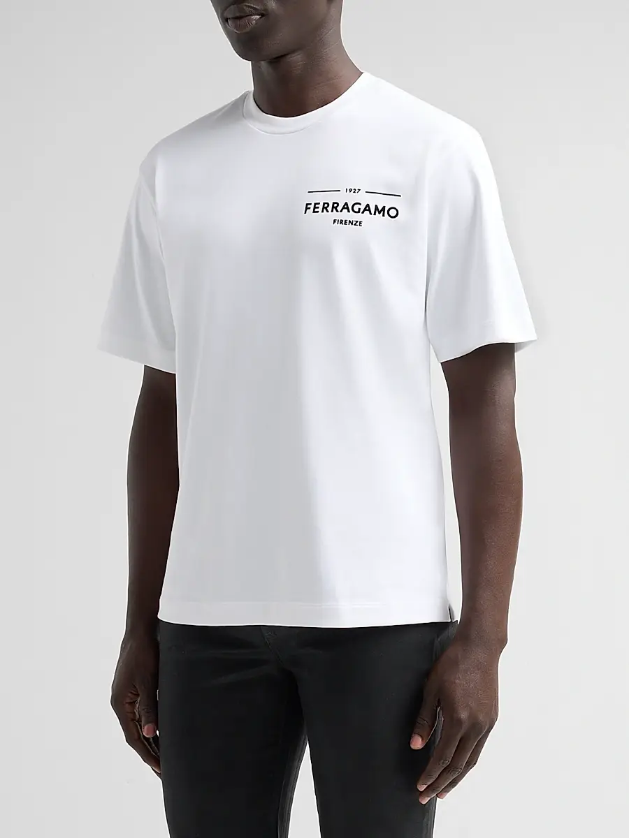 Ferragamo Men's Logo T-Shirt Short Sleeves T-Shirt | Thumbnail 4 Ferragamo Men's Logo T-Shirt Short Sleeves T-Shirt | Thumbnail 4