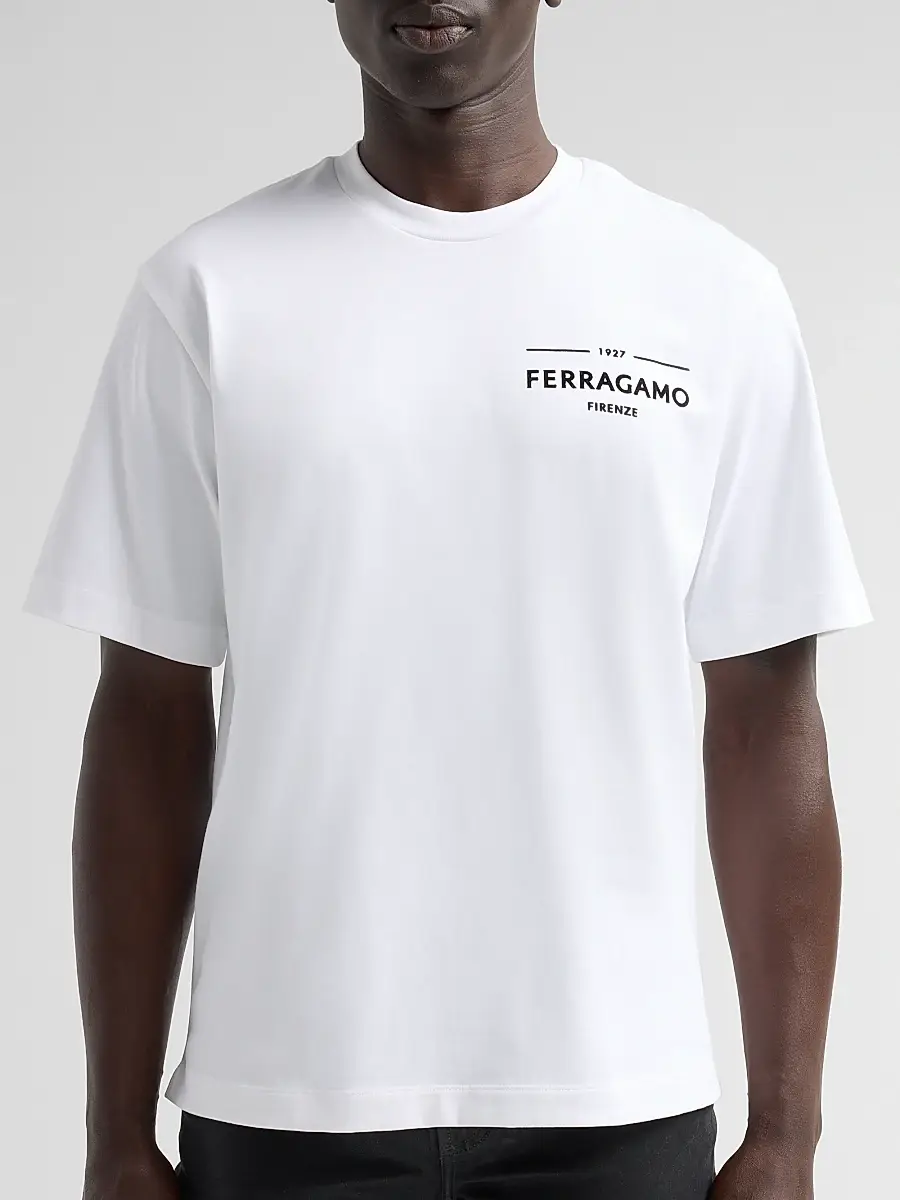 Ferragamo Men's Logo T-Shirt Short Sleeves T-Shirt | Thumbnail 5 Ferragamo Men's Logo T-Shirt Short Sleeves T-Shirt | Thumbnail 5