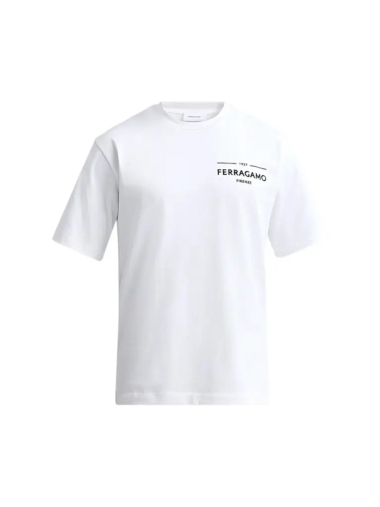 Ferragamo Men's Logo T-Shirt Short Sleeves T-Shirt - Bianco | Image 1 Ferragamo Men's Logo T-Shirt Short Sleeves T-Shirt - Bianco | Image 1