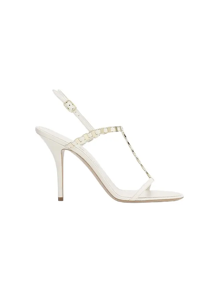Ferragamo Women's Estea 95MM T-Strap Slingback Sandals - Mascarpone | Image 1 Ferragamo Women's Estea 95MM T-Strap Slingback Sandals - Mascarpone | Image 1