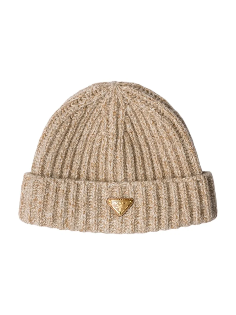 Women's Mouliné Cashmere and Wool Beanie - Beige Women's Mouliné Cashmere and Wool Beanie - Beige