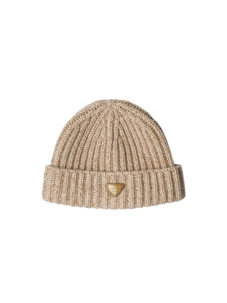 Prada Women's Mouliné Cashmere and Wool Beanie - Beige - Size Large | Image 1 Prada Women's Mouliné Cashmere and Wool Beanie - Beige - Size Large | Image 1