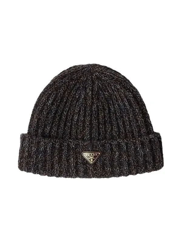 Women's Mouliné Cashmere and Wool Beanie - Dark Blue Women's Mouliné Cashmere and Wool Beanie - Dark Blue