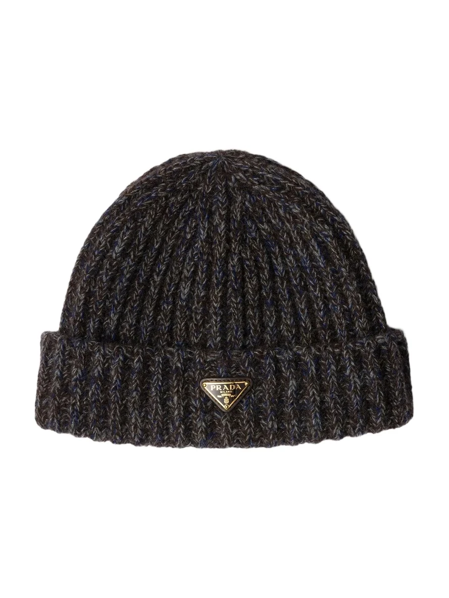 Women's Mouliné Cashmere and Wool Beanie - Dark Blue Women's Mouliné Cashmere and Wool Beanie - Dark Blue