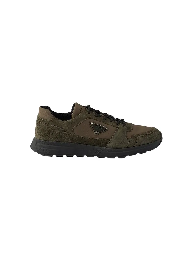 Prada Men's Prax Suede and Re-Nylon Sneakers - Green | Image 1 Prada Men's Prax Suede and Re-Nylon Sneakers - Green | Image 1