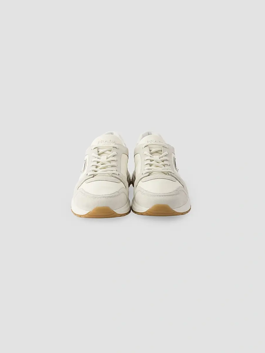 Prada Men's Prax Suede and Re-Nylon Sneakers - Off White | Thumbnail 3 Prada Men's Prax Suede and Re-Nylon Sneakers - Off White | Thumbnail 3